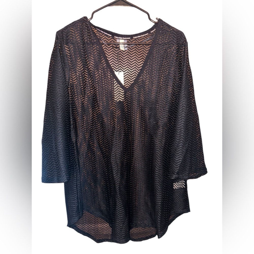 NWT CALVIN KLEIN BASIC BLACK SWIMSUIT COVERUP